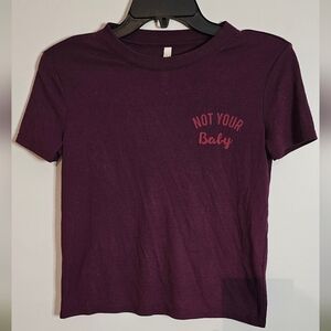 Ladies Purple Graphic Cropped Tee, Size Small